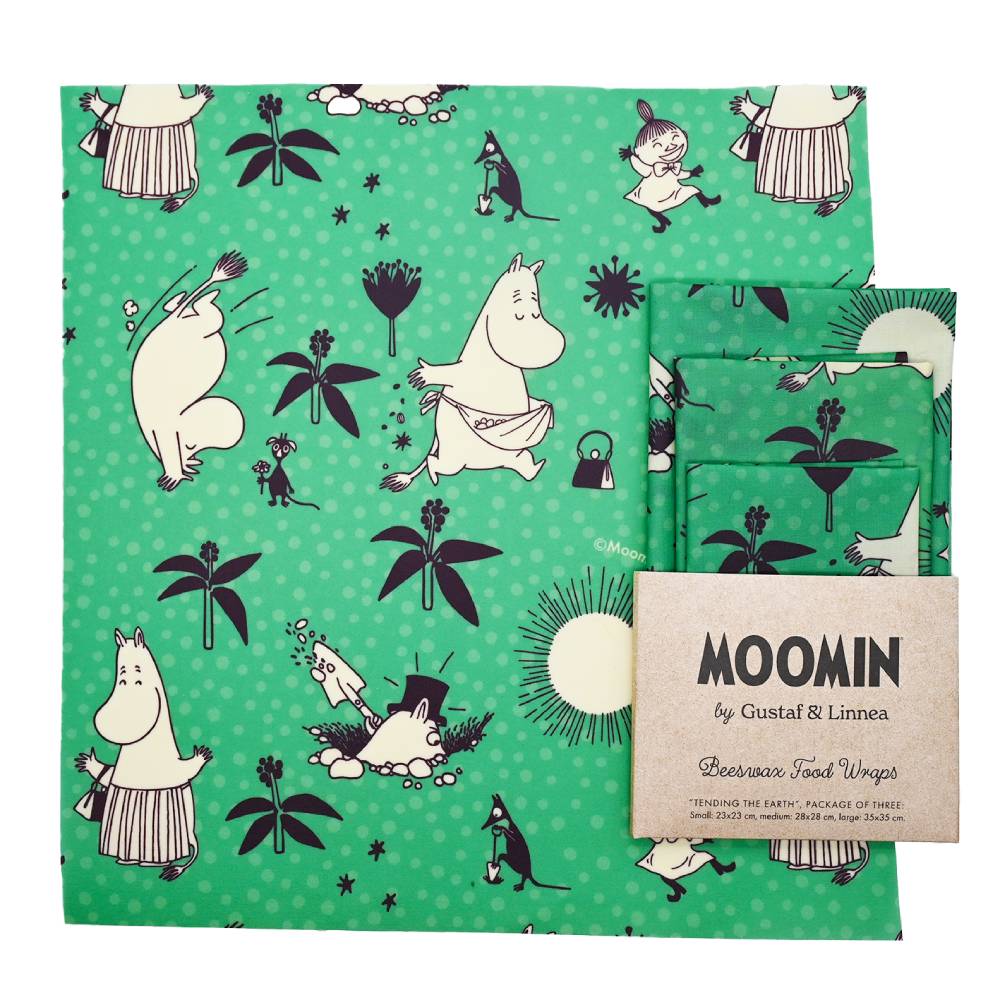 Moomintroll Bees Wax Wrap Tending The Earth 3-pack - Gustaf &amp; Linnea