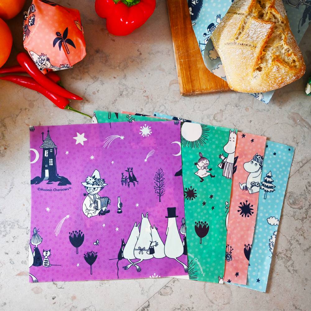 Moominpappa Bees Wax Wrap par Nightfall 3-pack - Gustaf &amp; Linnea