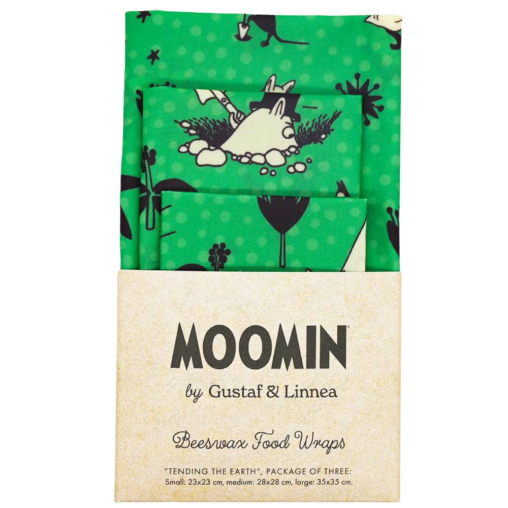 Moomintroll Bees Wax Wrap Tending The Earth 3-pack - Gustaf &amp; Linnea
