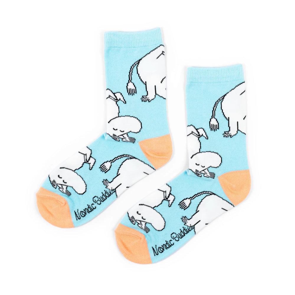 Moomintroll Happiness Socks Light Blue - Nordicbuddies Moomin Shop Maroc